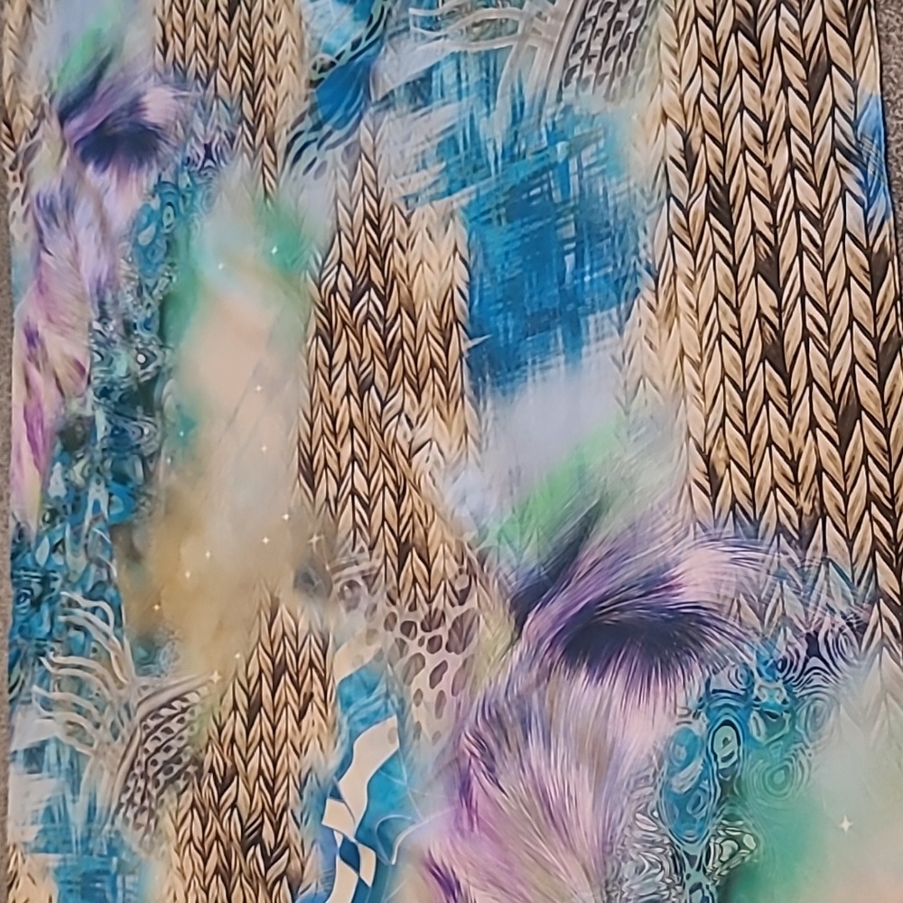 Purple tan blue scarf
